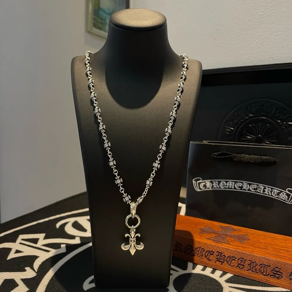 Chrome Hearts white diamond cross necklace