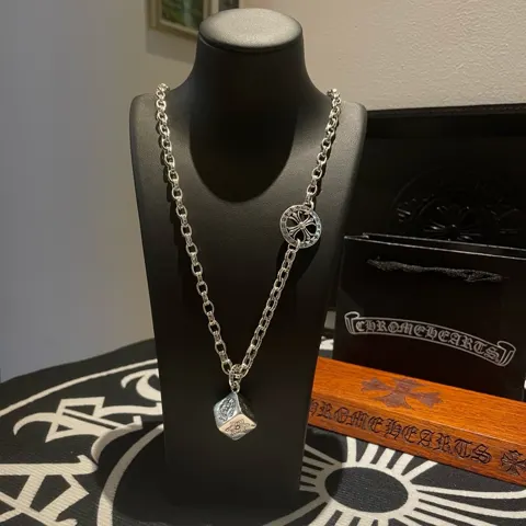 Chrome Hearts classic retro necklace dice pendant concave and convex shape different