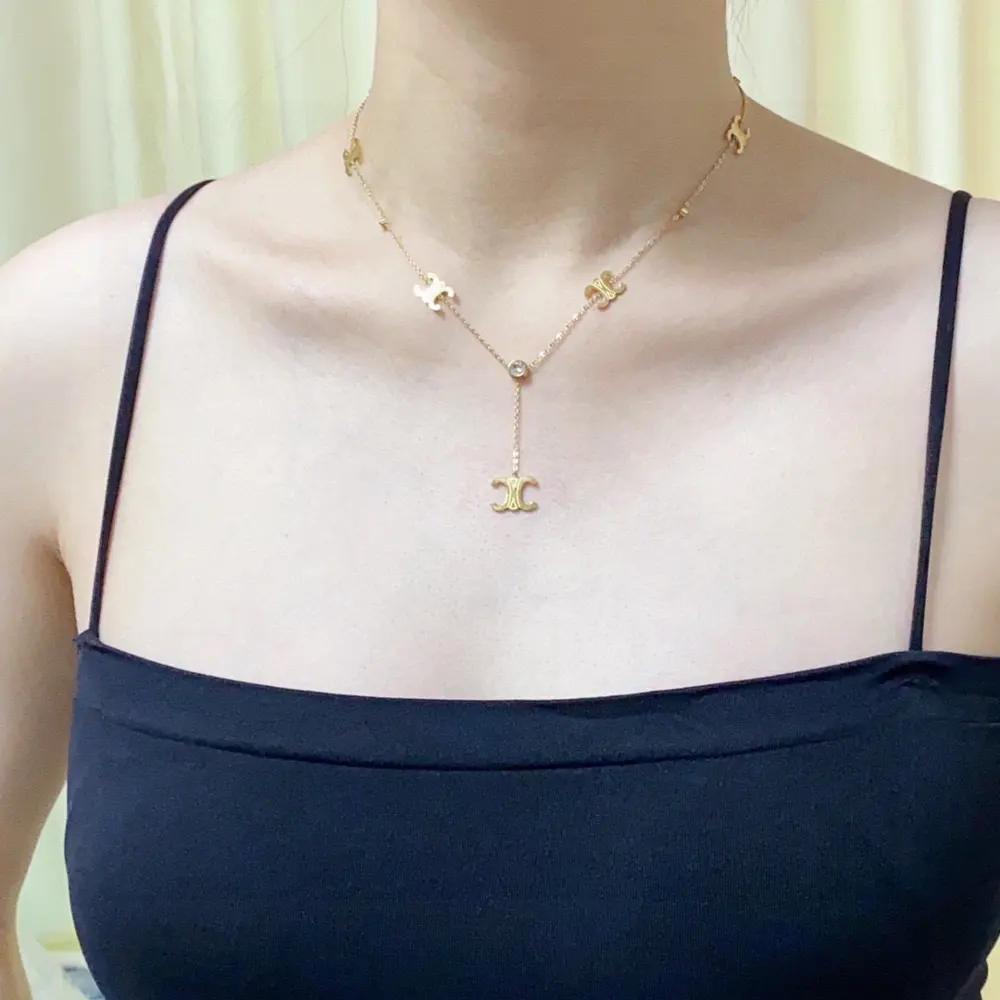 Celine Arc de Triomphe diamond pendant necklace