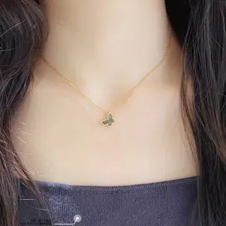 Van Cleef & Arpels Natural Grey Mother-of-Pearl Mini Butterfly Necklace