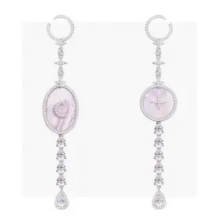 Apm monaco sterling silver inlaid crystal diamond star and moon art with white shell