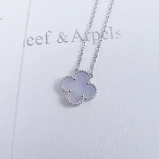 Van Cleef & Arpels Chalcedony Four-Leaf Clover Necklace