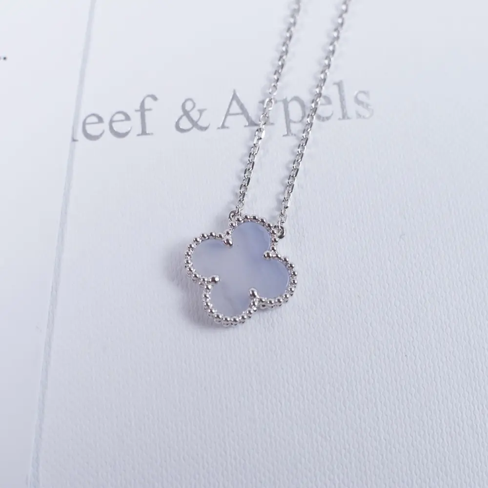 Van Cleef & Arpels Chalcedony Four-Leaf Clover Necklace