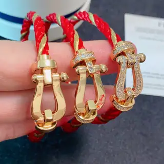 FRED Gold wire with red rope Light champagne gold buckle Full diamond