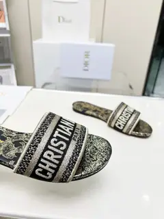 Dior leather slippers with monogram embroidery