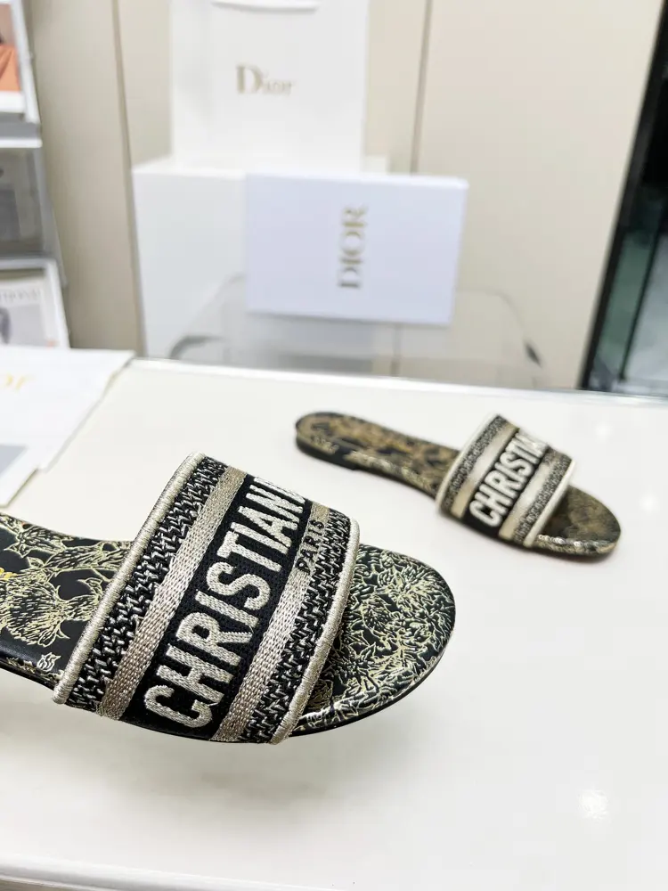 Dior leather slippers with monogram embroidery