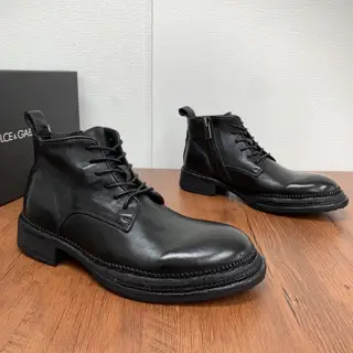 Dolce & Gabbana Autumn and Winter Men’s Horse Leather Lace-up Boots