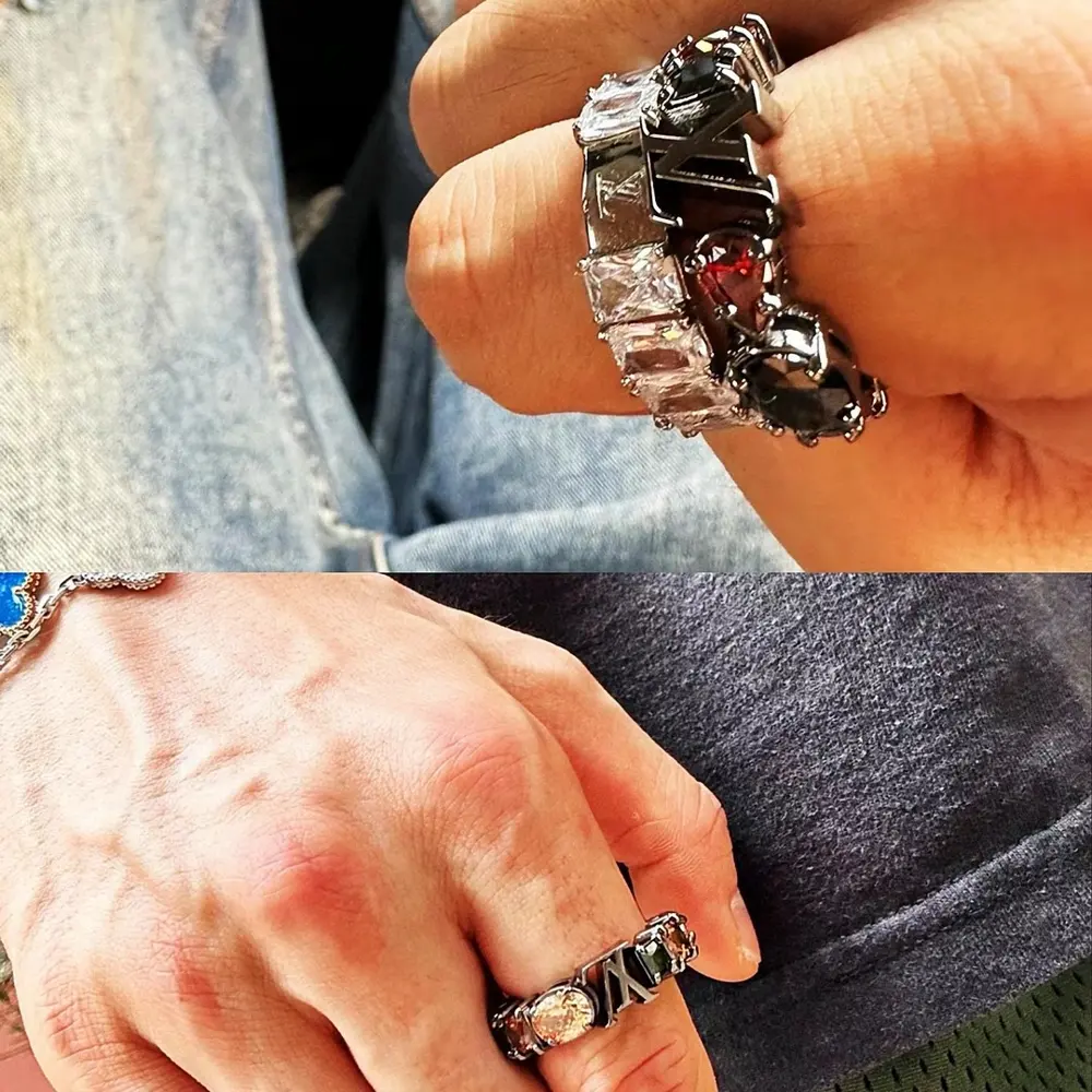 Louis Vuitton imported black rhinestone zircon series ring