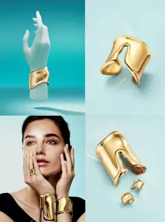 Tiffany bone cuff European and American fashion metal polished open ring Brass material