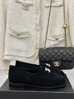 Chanel Double C furry loafers