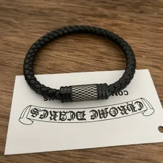 Chrome Hearts classic vintage twist buckle leather bracelet