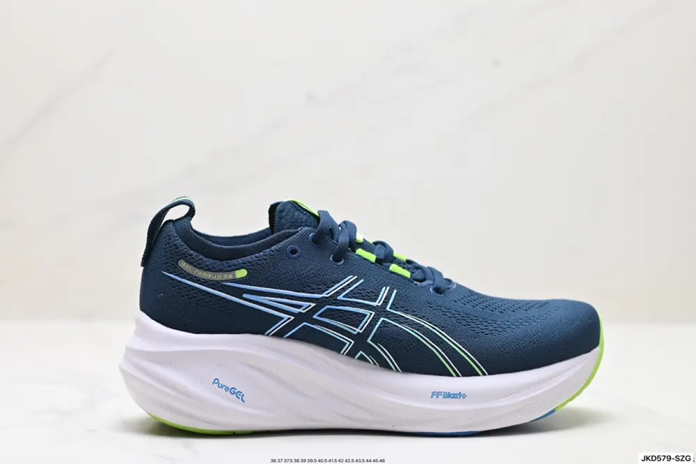 Asics GEL-NIMBUS 26 stable running shoes have a double-layer jacquard mesh design on the 1011B794-003